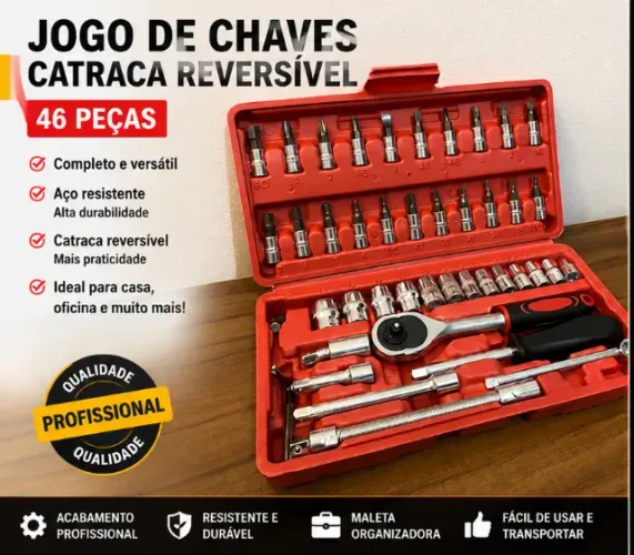 ? Jogo de Chaves Catraca 46 Peças