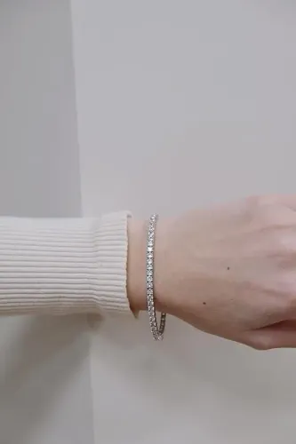 Pulseira Feminina Aço Inox Dourada Zircônia Mazzuca