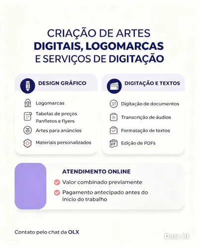 CRIAÇÃO DE ARTES DIGITAIS, LOGOMARCAS E SERVIÇOS DE DIGITAÇÃO