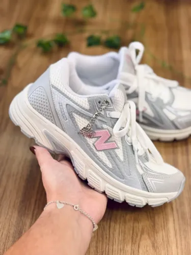 Tênis Esportivo Feminino | Estilo NB  Running 530 | 34 ao 39 | Cinza e rosa 