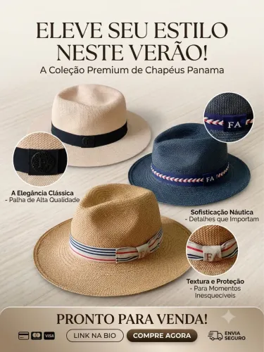 Combo de 3 chapéus panamenho