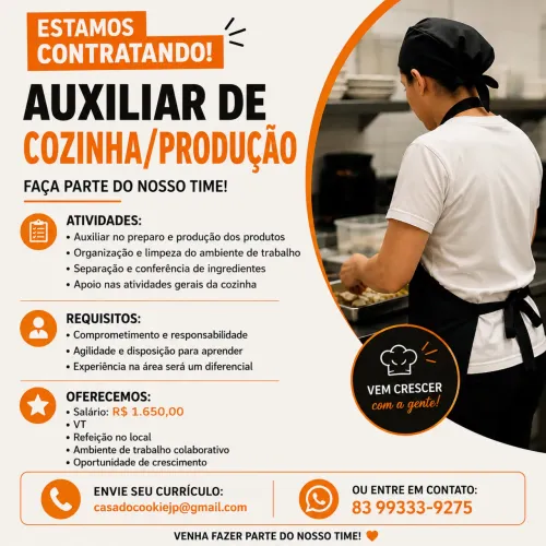 vaga auxiliar de cozinha