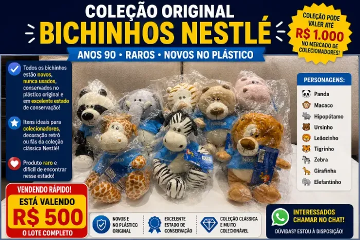 coleção completa nestlé filhotes galera animal bicho de pelúcia bichinho