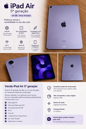 iPad Air 5ª Geração 64GB - Impecável