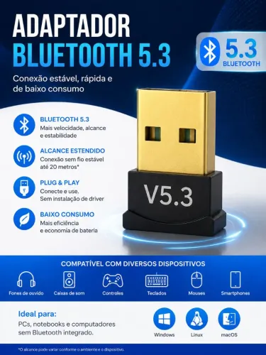 Adaptador USB BLUETOOTH 5.3
