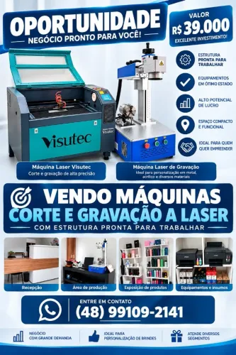 VENDO MAQUINAS A LASER CORTE E GRAVAÇÃO