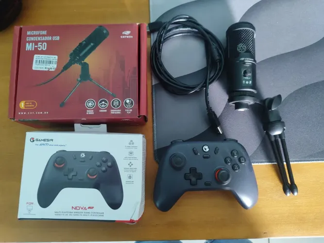 Vendo Microfone Gamer C3TECH e Controle Gamer Gamesir NOVA LITE muitos novos