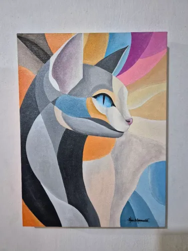 PAINEL 30X40 PINTURA ACRÍLICA CUBISMO ANIMAL 