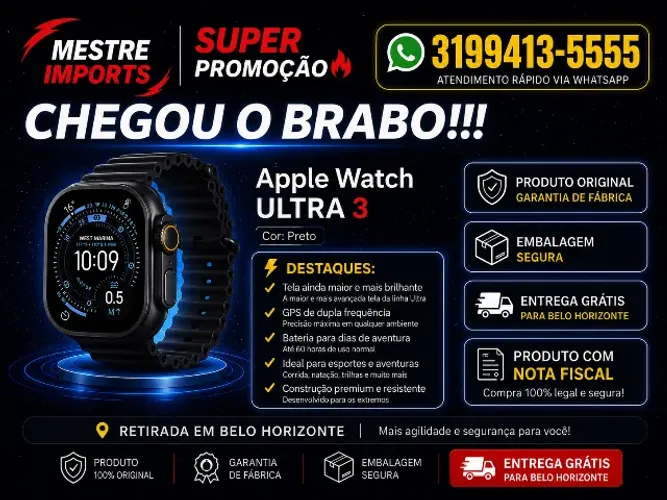 Apple Watch Ultra 3 preto original última unidade promoção entrega grátis BH