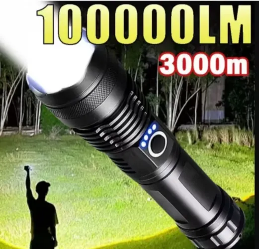Lanterna T9 Recarregável Ultra Potente LED Para Camping, Segurança e Emergência