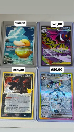 Pokémon tcg umbreon, glaceon, Psyduck e mega gengar 