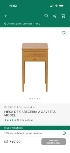 Mesa de cabeceira tok stok