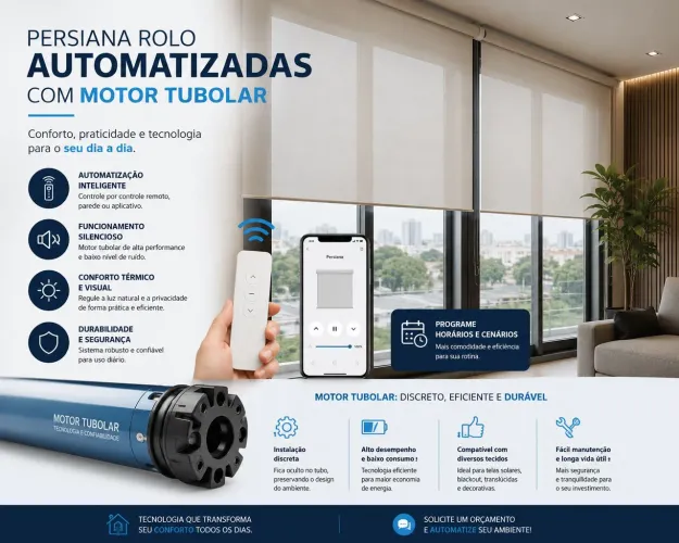 Persianas automáticas, fabricação sob medida