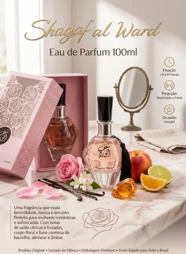 Perfume Árabe Shagaf Al Ward Al Wataniah 100ml - Original e Lacrado