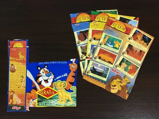 Lote 3 Cartelas 18 Figurinhas Cenas do filme O Rei Leão Promoção Sucrilhos Kellogg's 1994