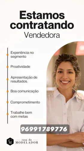 Vaga de emprego vendedora