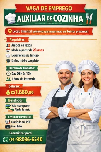 Vaga de auxiliar de cozinha 