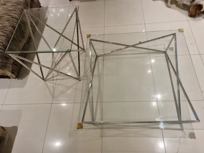 Conjunto Mesa de Centro + Lateral em Vidro | Seminovo