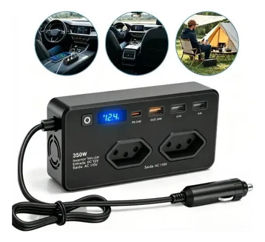 Inversor Conversor Veicular 350W para Carro USB
