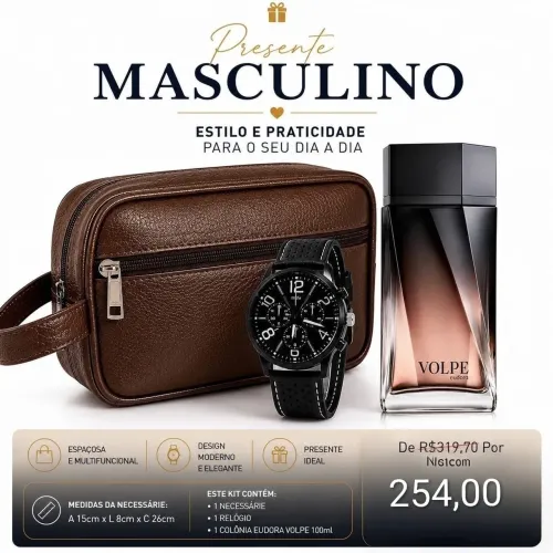 Kit masculino colônia e assessórios