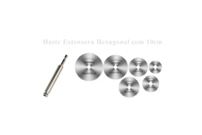 Disco Mini 22-50mm Serra Circular, Mais Haste Extensora Hexagonal Com 10cm 07pcs.  