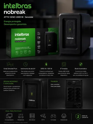 Nobreak Senoidal Intelbras 1000va - Bivolt