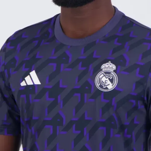 Camisa pré-jogo Real Madrid - Adidas - Tamanho M - Cinza e Roxa