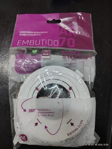 Luminária Embutir Redonda Plana Ar70 Branco Save Energy