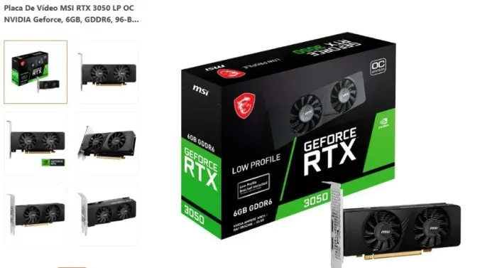 Placa De Vídeo MSI RTX 3050 LP OC NVIDIA Geforce, 6GB, GDDR6, 96-Bit, Low Profile
