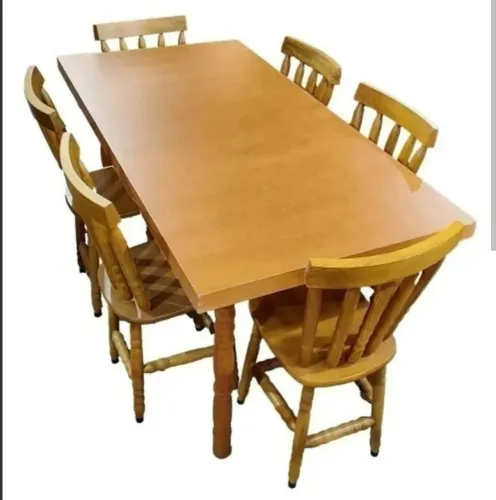Mesa com 4 ou 6 cadeiras torneada clássico castanho fosco Rubim leia a descrição 