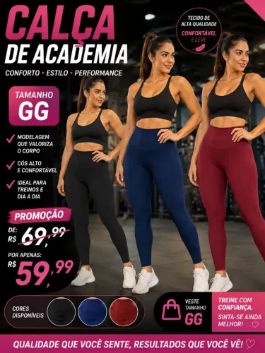 Calça de academia G ou Gg