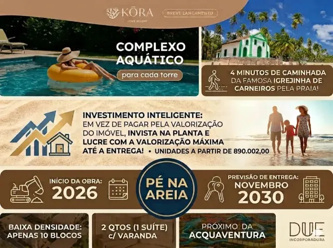 Imóvel para venda com 60 metros quadrados com 2 quartos em Praia dos Carneiros - Tamandaré