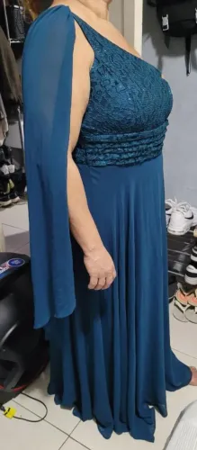 Vestido de festa azul petróleo 