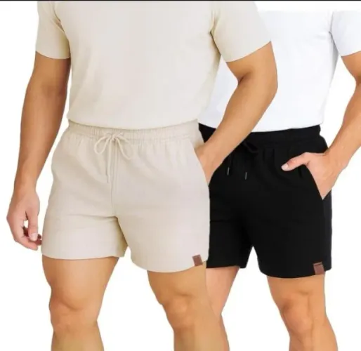 Kit com 2 Shorts de Linho para Homens, com Tecido de Linho Leve e Fresco