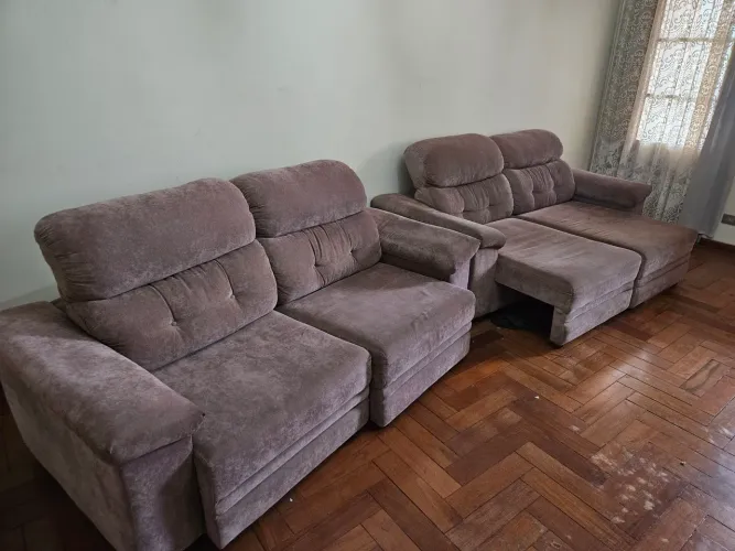 Kit conjunto 2 sofás Reclináveis Retrátil
