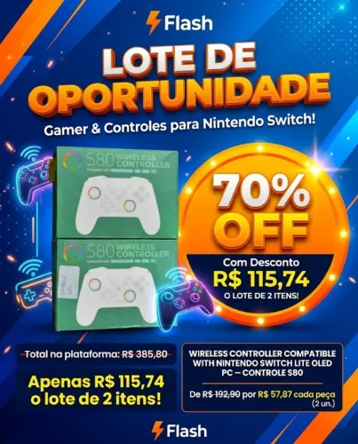 Lote de Oportunidade da Flash - Gamer & Controles para Nintendo Switch!