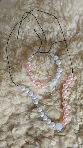 Kit pulseira e colar de pérolas infantil