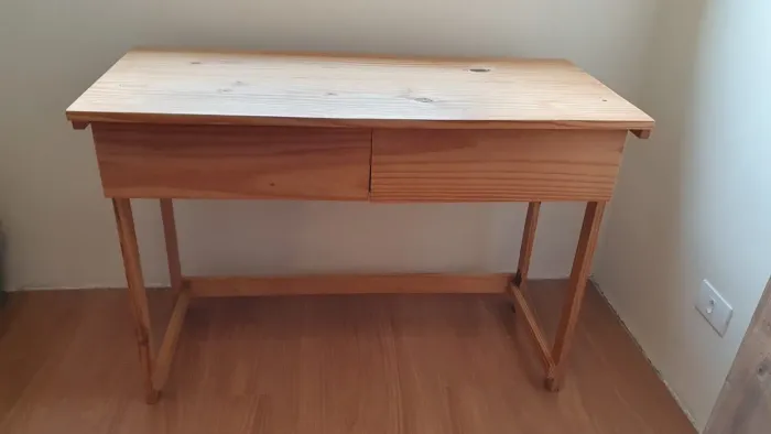 Escrivaninha / Aparador em Madeira Maciça com 2 Gavetas - Estilo Rústico Minimalista