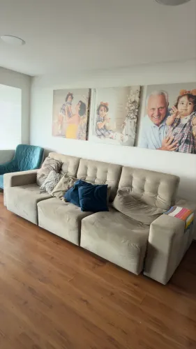 Sofá retrátil Grande 2,94m em Suede Bege