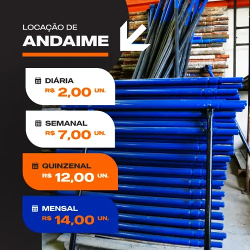 Locação de Andaime Tubular de 1,0m e 1,5m