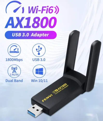 Adaptador Wifi 6 Gamer USB 3.0 1800mbps Dual Band (5g/2.4ghz) - Entrega gratis JP