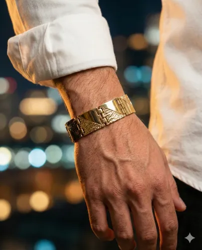Bracelete Masculino banhado a ouro 
