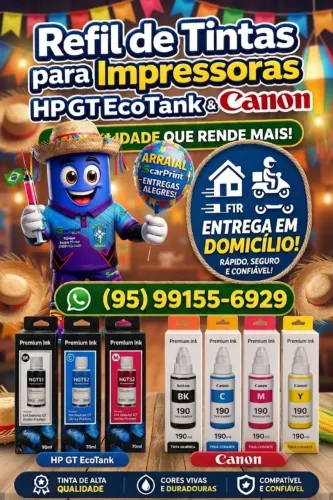 Refil de tintas de impressora HP GT Ecotank e Refil de tintas cânon entrega grátis