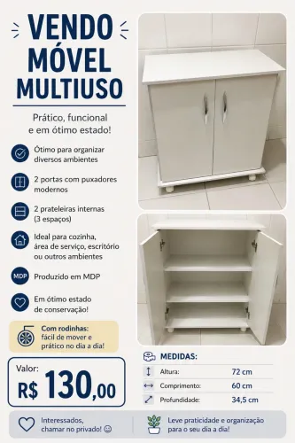 Móvel branco multiuso