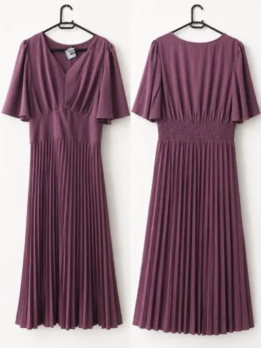 Vestido TAM G Midi Plissado Feminino Novo com Etiqueta