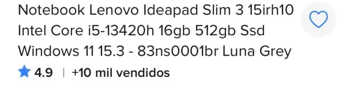 Notebook Intel Dell