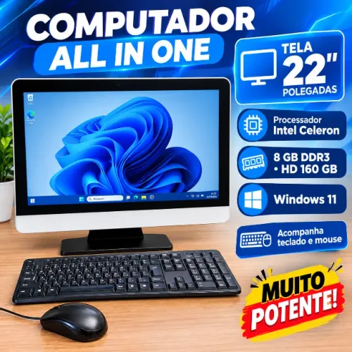Computador ALL IN ON , 22? completo, proc. celeron, 8gb ddr3, 160gb hd, Windows 11+ teclad