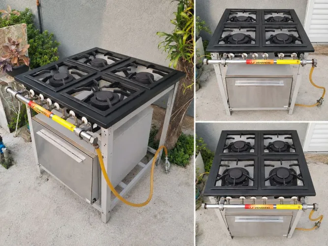 Fogão industrial Venâncio 4 bocas com forno
