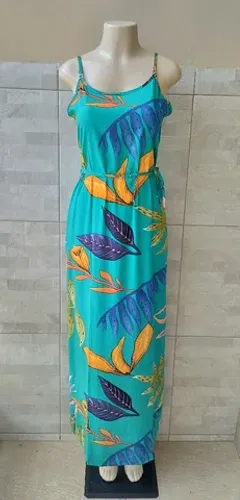 NOVO: Vestido longo em viscose com regulagem nas alças e amarração M