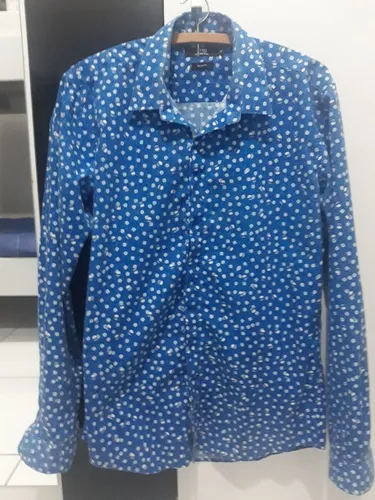 Camisa Slim Fit azul e branca - Tamanho P 